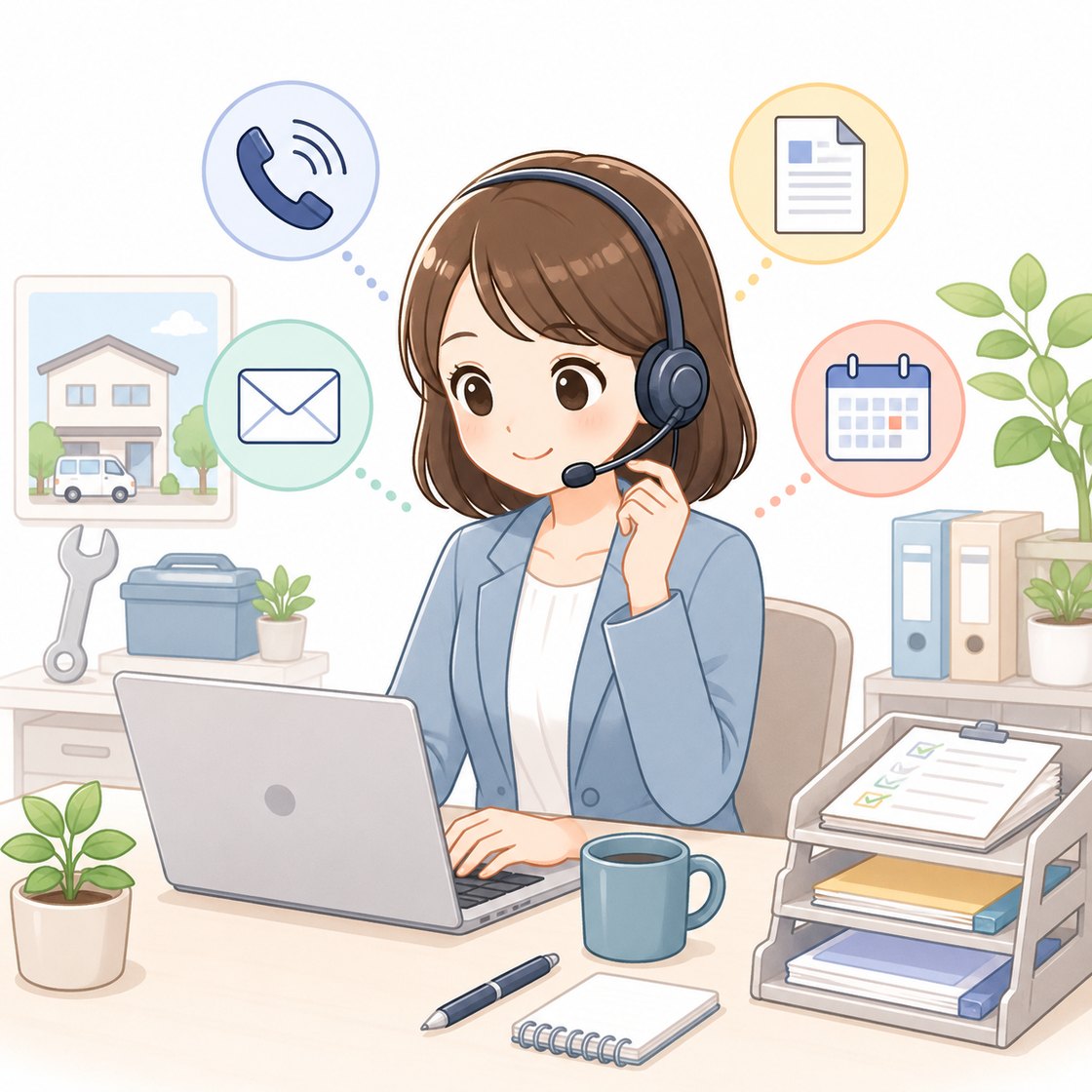 設備メンテナンス会社の問い合わせ対応イメージ